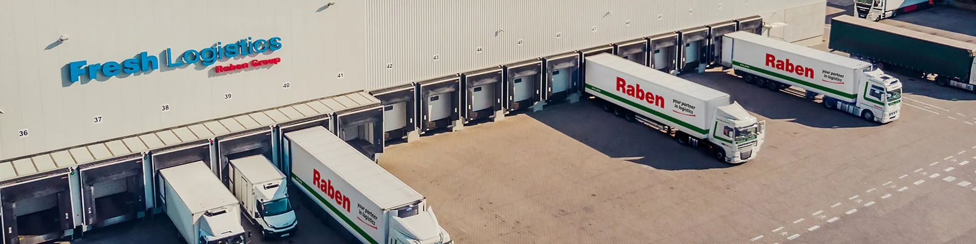 Trucks at the logistics warehouse